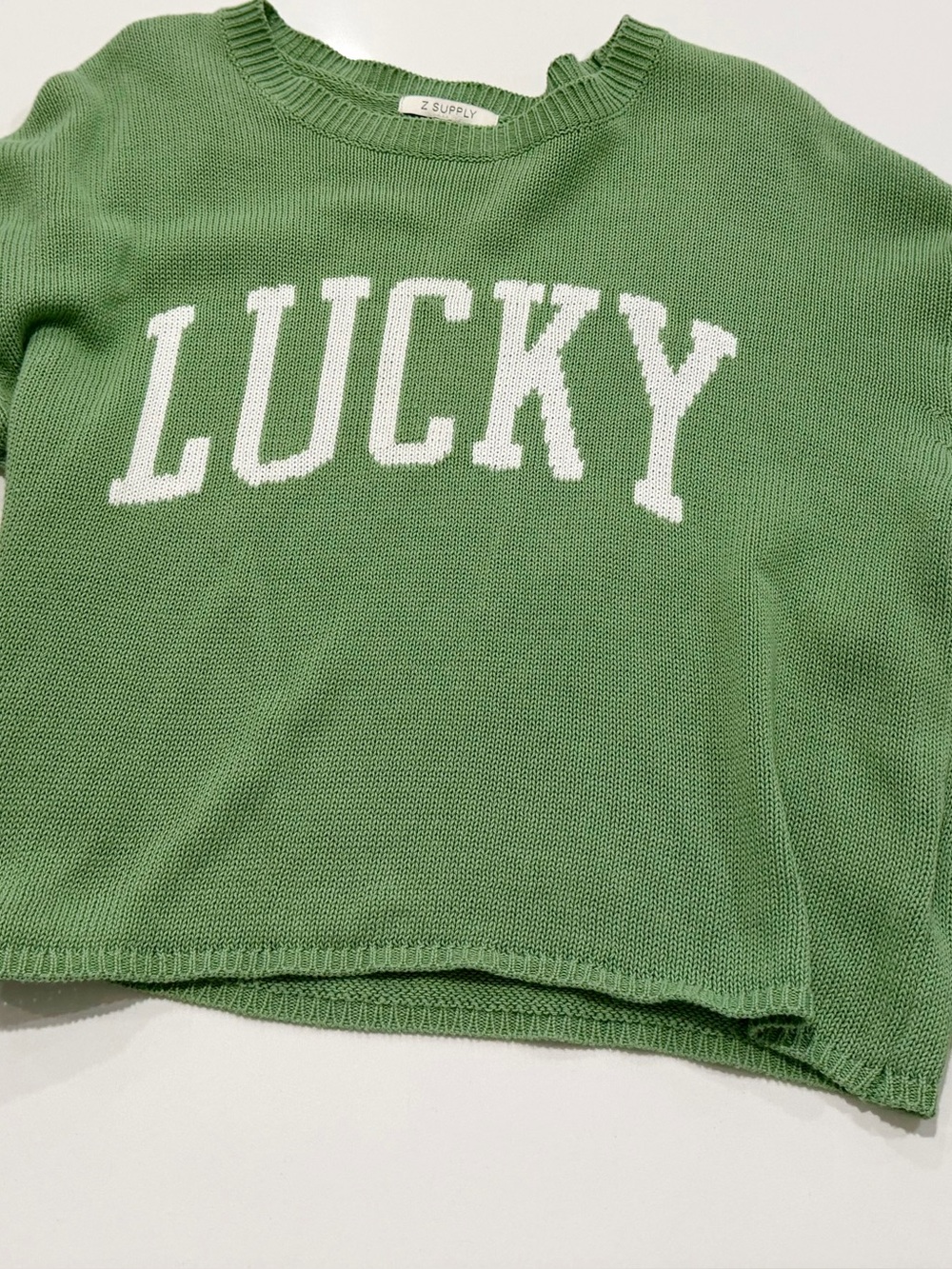 Z Supply Lucky Green Cropped Knit Sweater - Picture 4 of 4